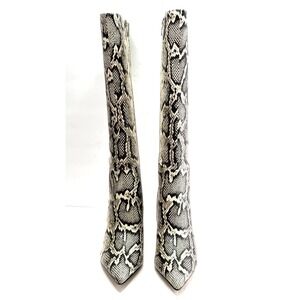 Nine West Women's Cook Tall Stiletto Dress Boots Light Natural Snake Size 8M NWT